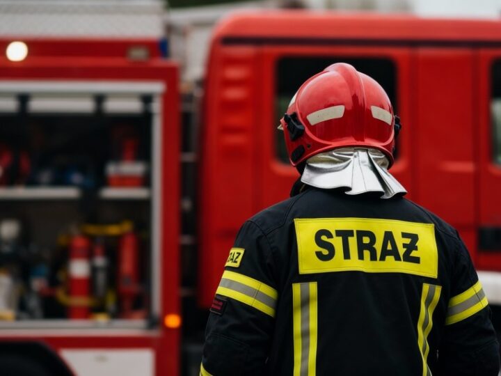 Gary, pies ratowniczy, pomagał w ewakuacji w Kętach podczas próbnej akcji pożarowej