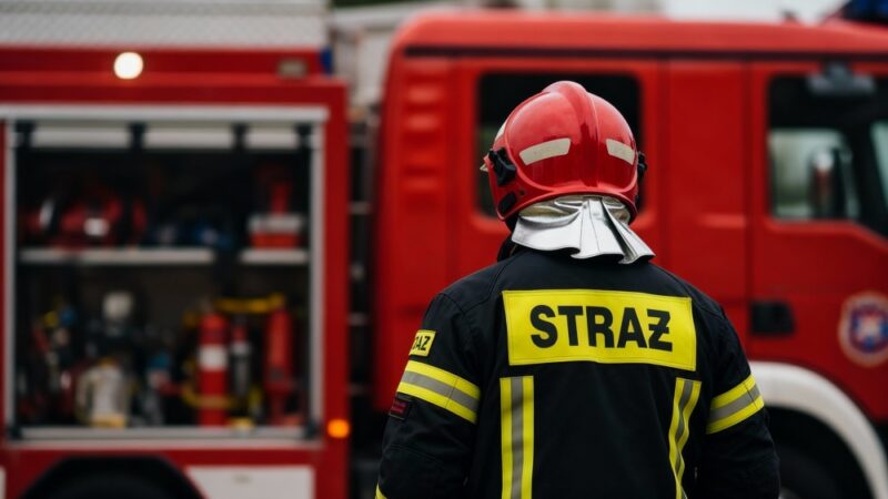 Gary, pies ratowniczy, pomagał w ewakuacji w Kętach podczas próbnej akcji pożarowej